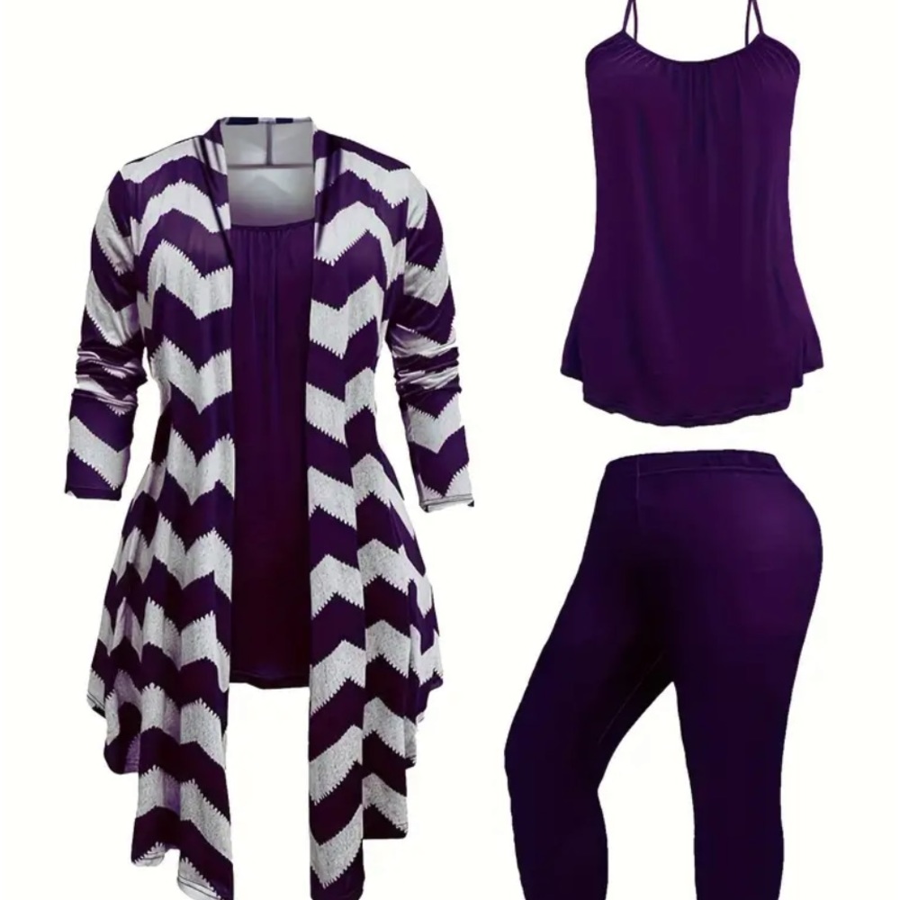 New 3 piece outfit dark purple and white